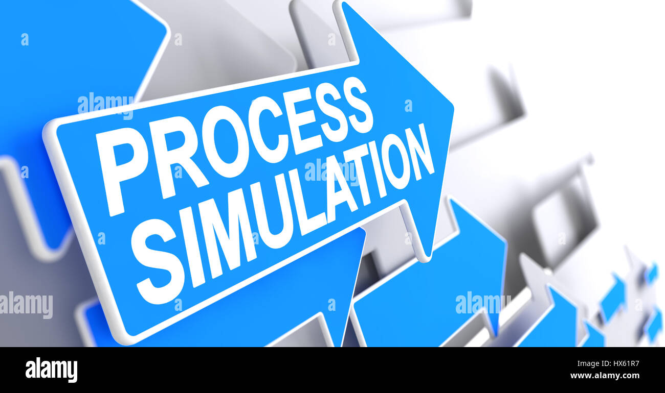 La simulazione di processo - testo sull'azzurro del puntatore. 3D. Foto Stock