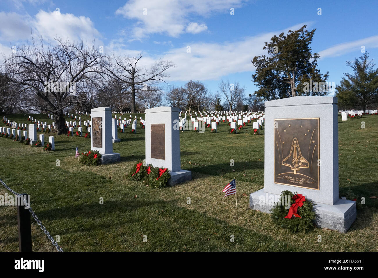 I monumenti per lo Space Shuttle disastri, il Cimitero Nazionale di Arlington, Virginia, Stati Uniti d'America Foto Stock