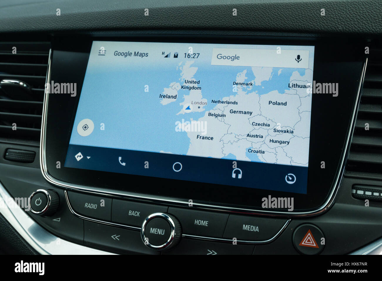 Android Auto Mappe Navigazione Auto interfaccia veicolo Foto Stock