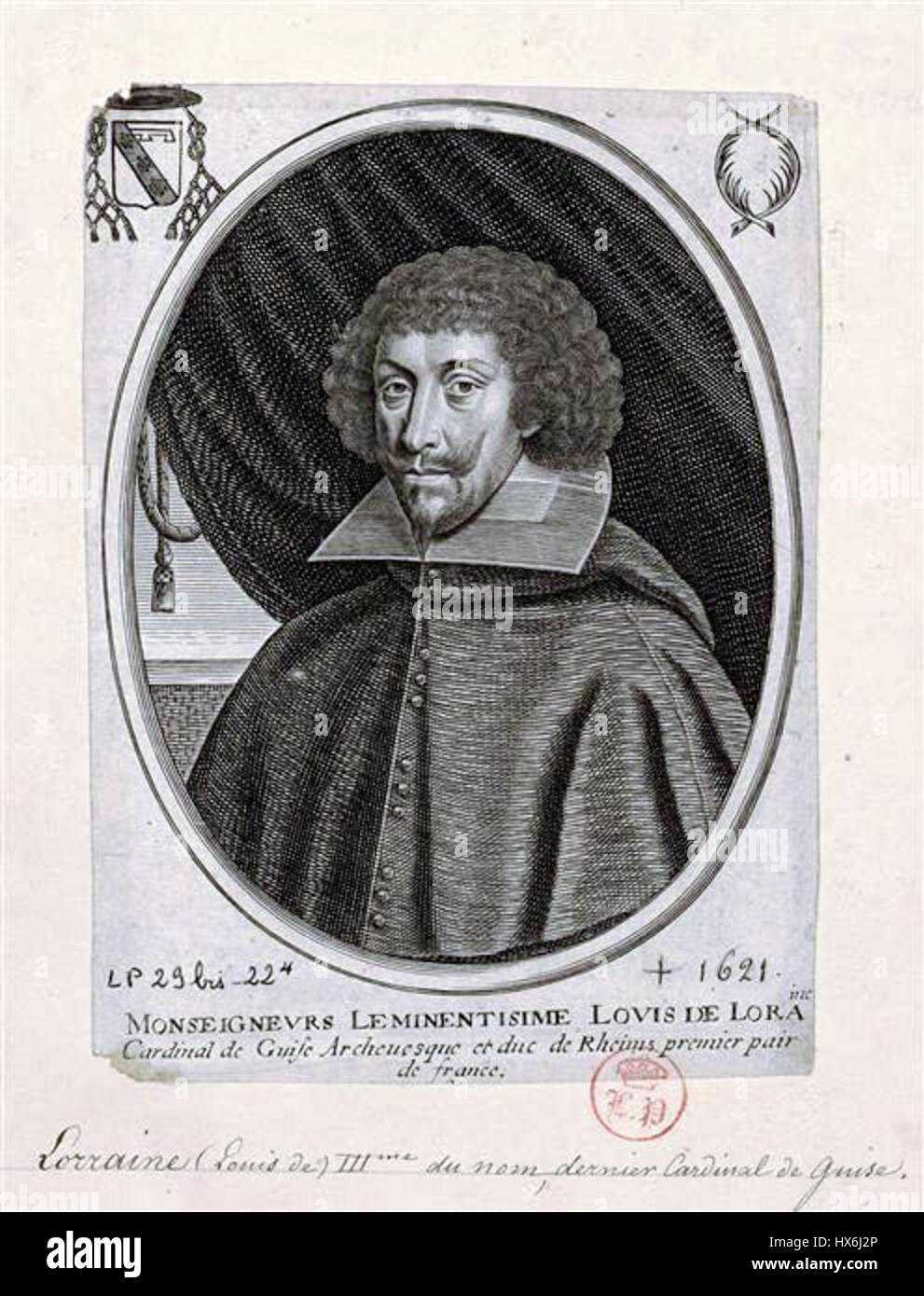 Louis III de Lorraine (1575 1621), il cardinale de Guise , archevC3AAque Duc de Reims Foto Stock