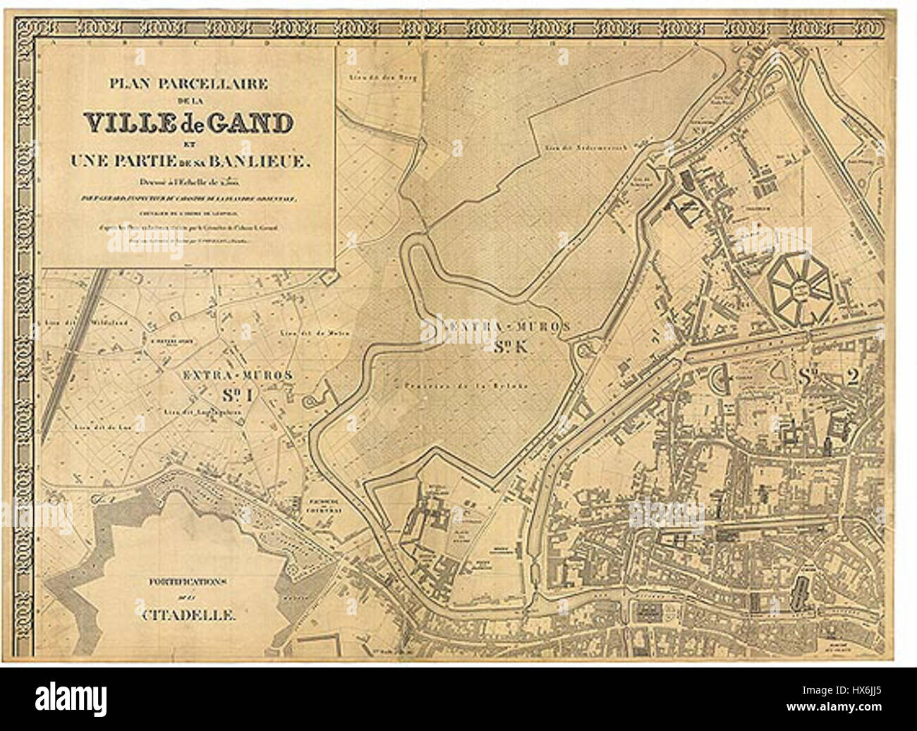 Mappa di Gand da GC3A9rard & Corvillain, blad 1 Foto Stock