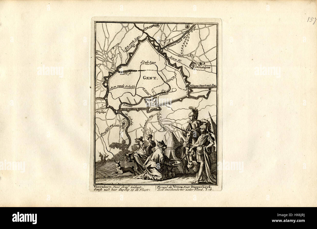 Mappa di Gand da Weege, 1753 Foto Stock