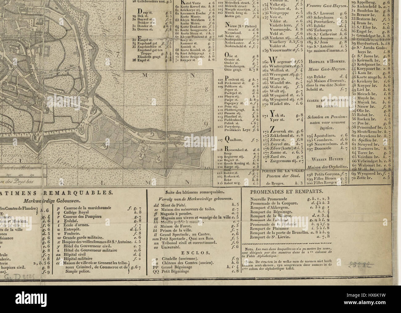 Mappa di Gand da A. Roothoese e Kierdorff, dettaglio (3) Foto Stock