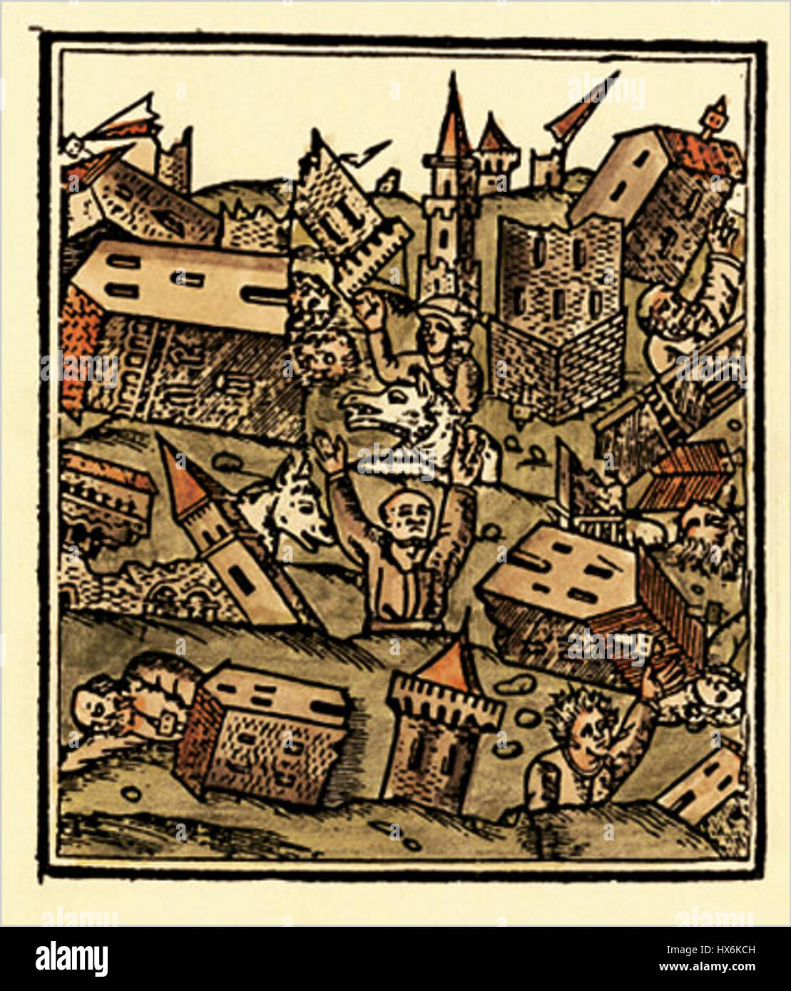 Il terremoto di Marmara del 1509 è stato un evento sismico significativo che ha colpito la regione del Mar di Marmara in Turchia. Ha causato ingenti danni a Istanbul e nelle aree circostanti, segnando un momento cruciale nella storia della regione. Foto Stock