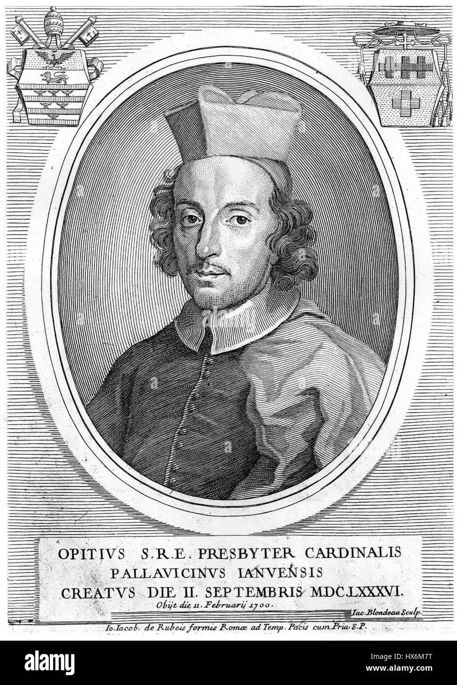 Questo ritratto di Opizio Pallavicini, un nobile italiano, lo presenta in modo elegante e raffinato tipico della ritrattistica aristocratica durante il Rinascimento. L'opera riflette l'opulenza e lo status della nobiltà italiana, mettendo in mostra dettagli intricati sia nell'abbigliamento che negli elementi di fondo che rappresentano la sua alta posizione sociale. Foto Stock