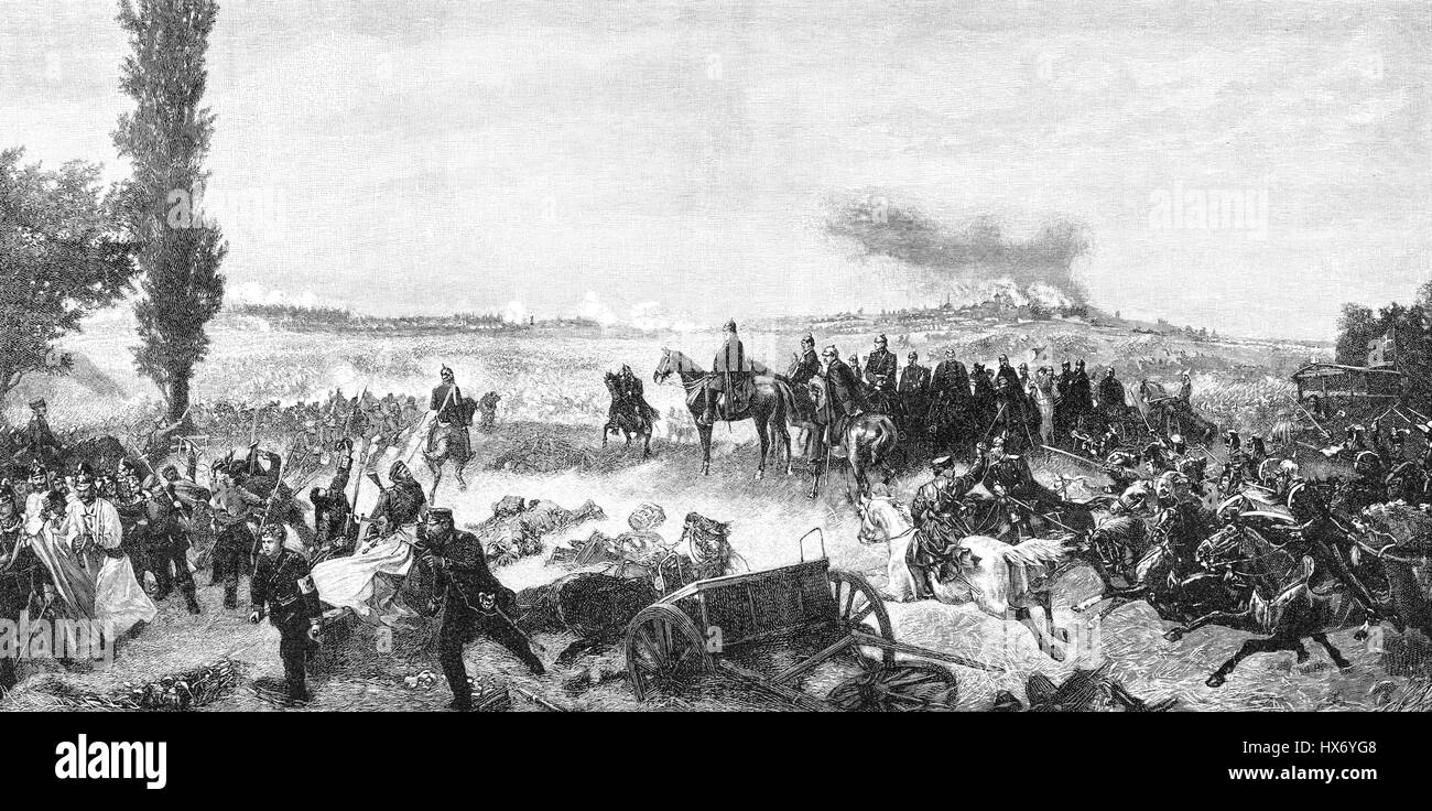 Guglielmo I alla battaglia di Königgrätz o la Battaglia di Sadowa, Austro-Prussian guerra, il 3 Luglio 1866 Foto Stock