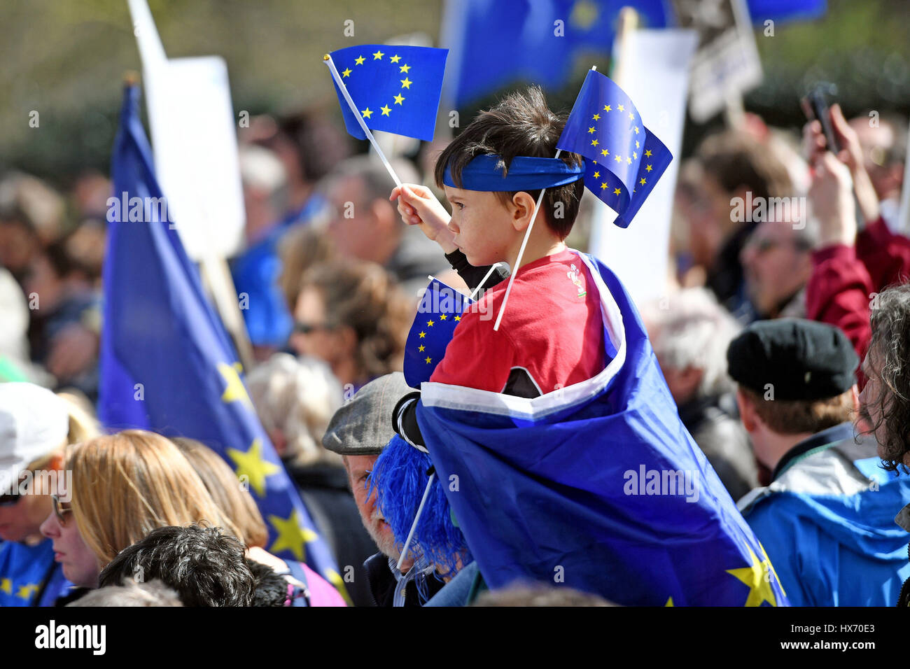 Pro-UE manifestanti che partecipano a marzo per l'Europa rally contro Brexit nel centro di Londra. Foto Stock