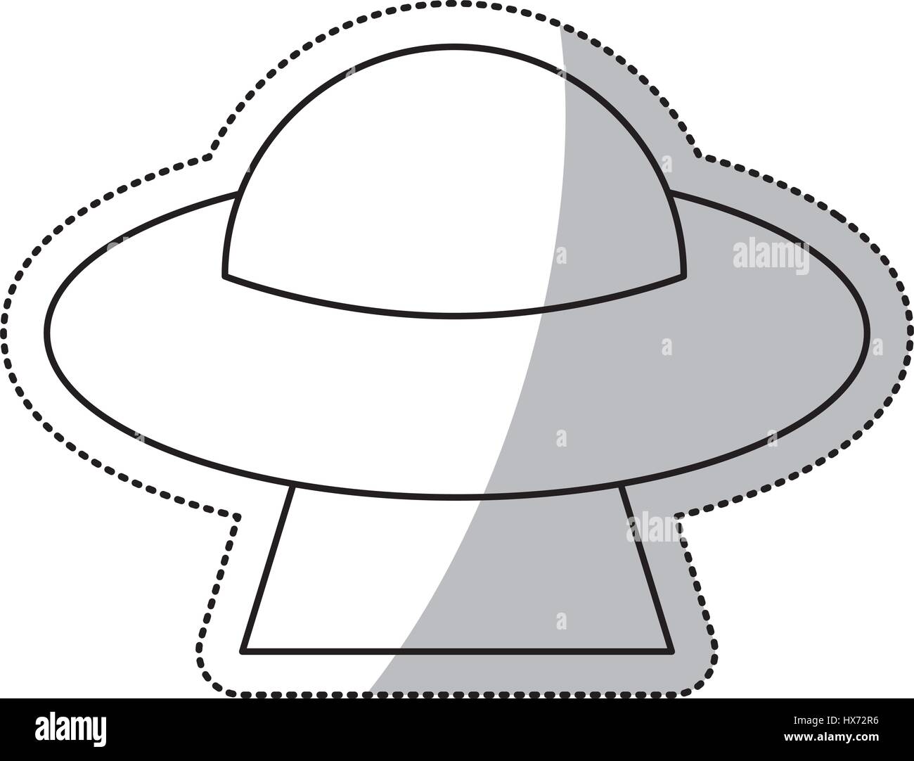 UFO spazio piattino battenti contorno Illustrazione Vettoriale