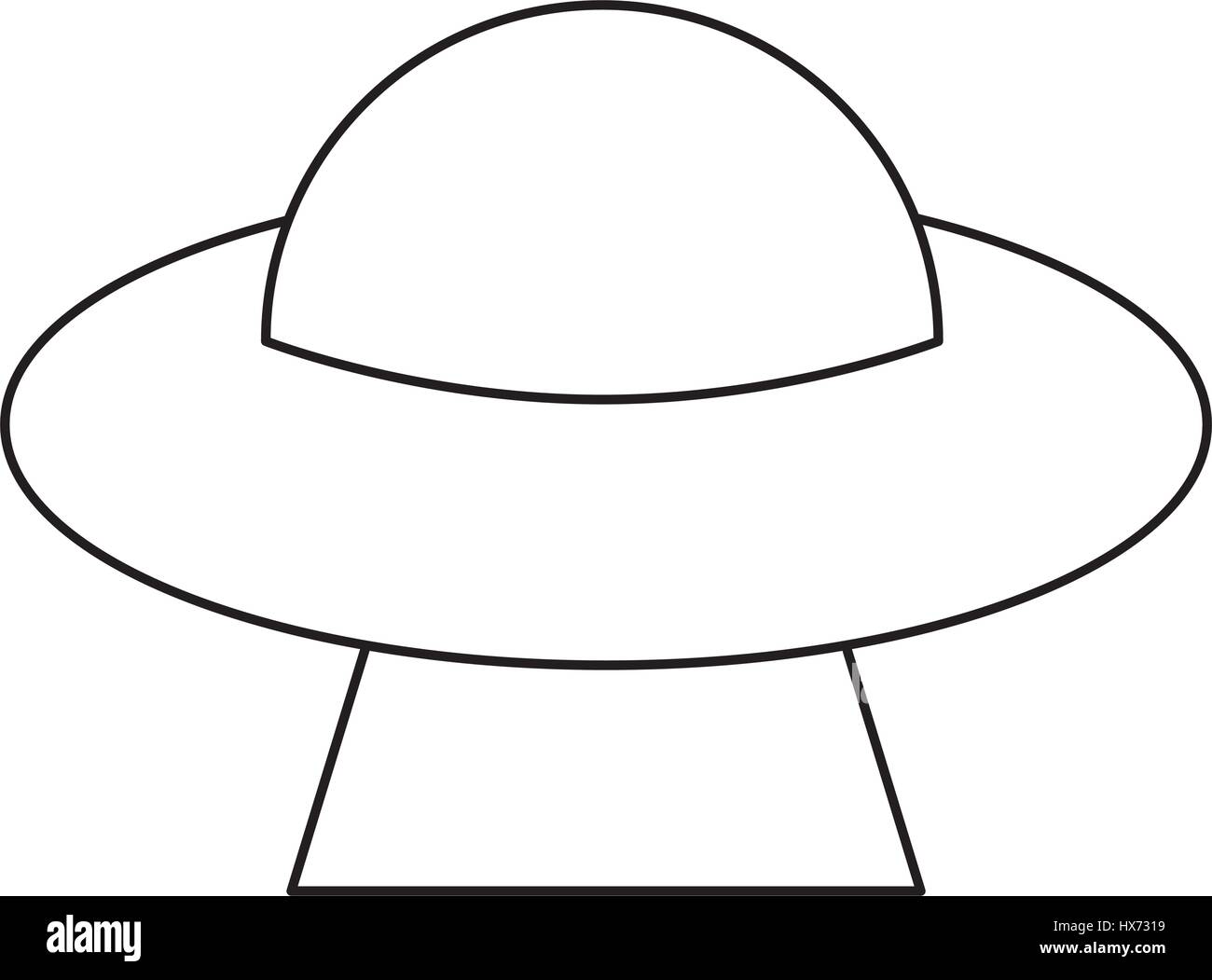 UFO spazio piattino battenti contorno Illustrazione Vettoriale