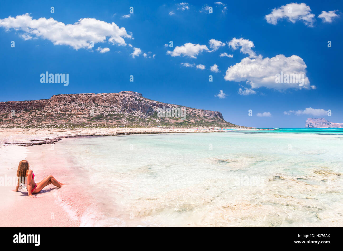 Laguna Di Balos Sull Isola Di Creta Grecia Una Ragazza Su