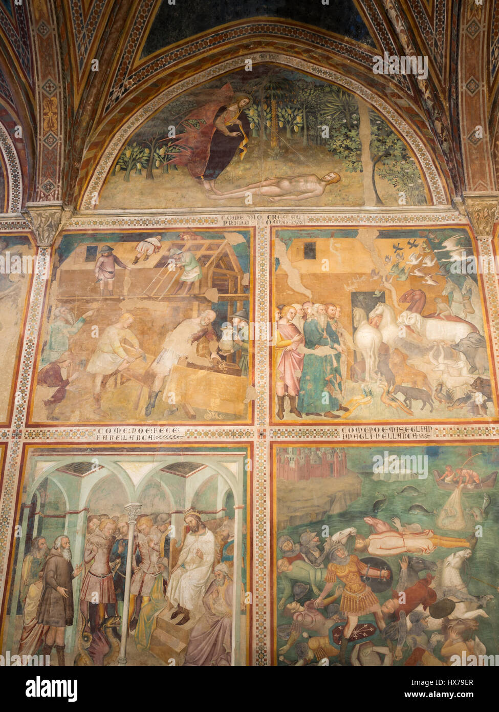 Affreschi di Bartolo di Fredi sulle mura di San Gimignano Collegiata Foto Stock
