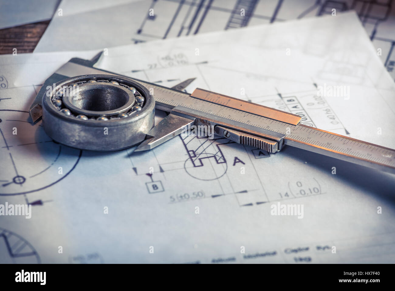 Verifica le parti meccaniche del diagramma Foto Stock