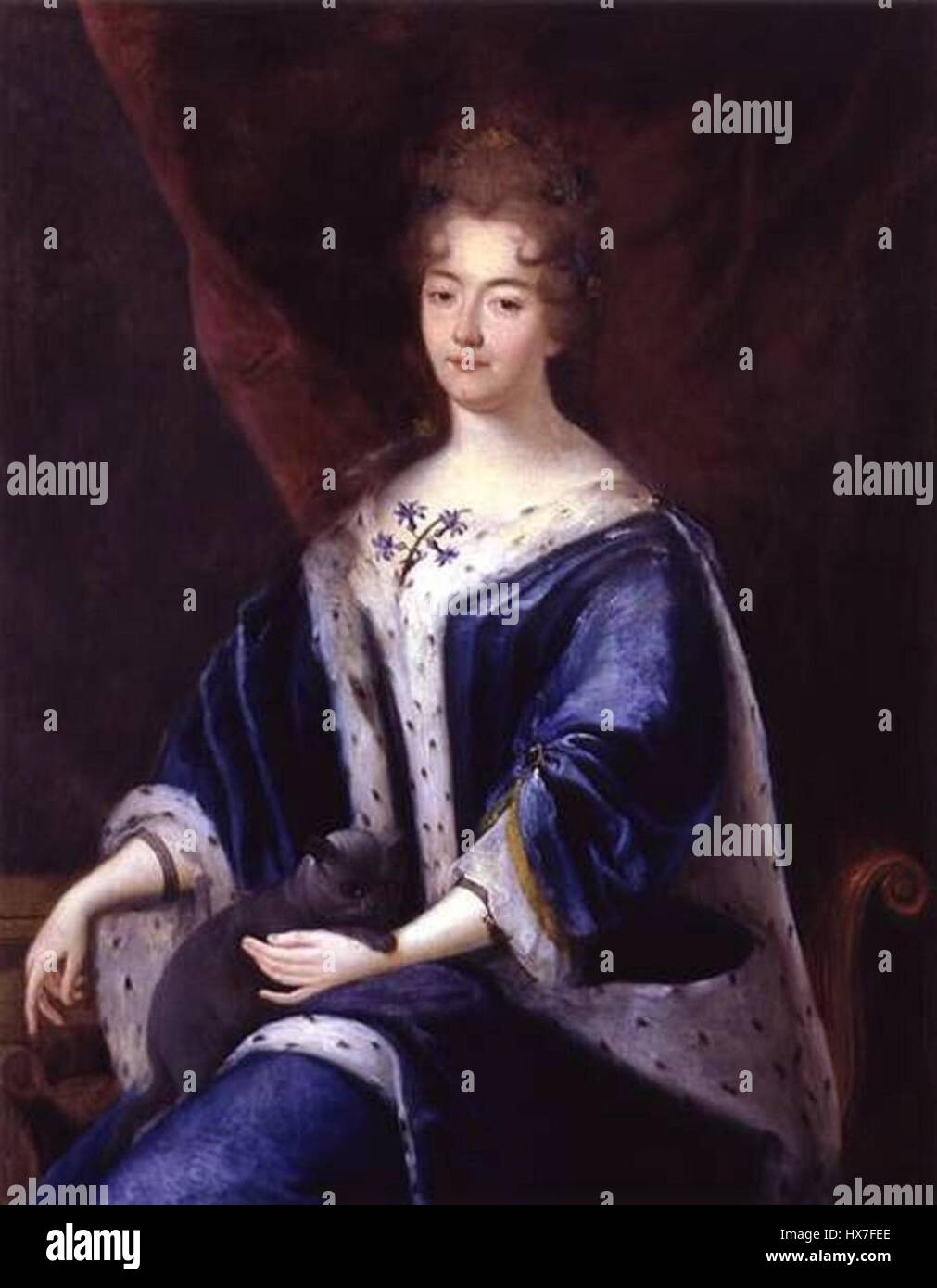 Paule Francesca de Gondi (1655 – 1716) era una nobildonna francese, figlia di Pierre de Gondi, duca di Retz. Detenne titoli come Duchessa di Lesdiguières e Contessa di Sault attraverso il matrimonio. In particolare, era la nipote del cardinale de Retz, una figura di spicco nella Francia del XVII secolo. Foto Stock