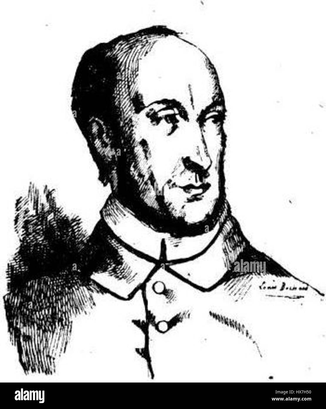 Questo ritratto di Victor Schoelcher, creato dall'artista Bochard, cattura l'abolizionista e politico francese. Schoelcher è noto per il suo ruolo significativo nell'abolizione della schiavitù in Francia durante il XIX secolo. Foto Stock