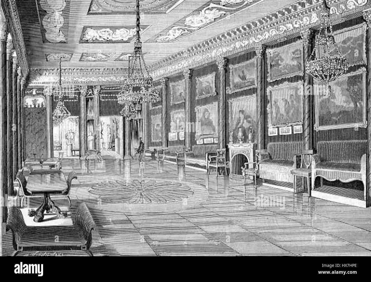 Questa opera raffigura membri del clero della famiglia reale russa all'interno di un monastero russo. Mette in evidenza il collegamento tra la chiesa e la monarchia durante l'era imperiale della Russia. Foto Stock