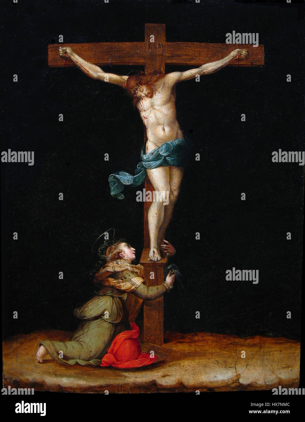 Niccolo Betti Crucifijo con la Magdalena Olio su tavola, cm 56,5 x 44 Piacenti Art Gallery Florencia Foto Stock