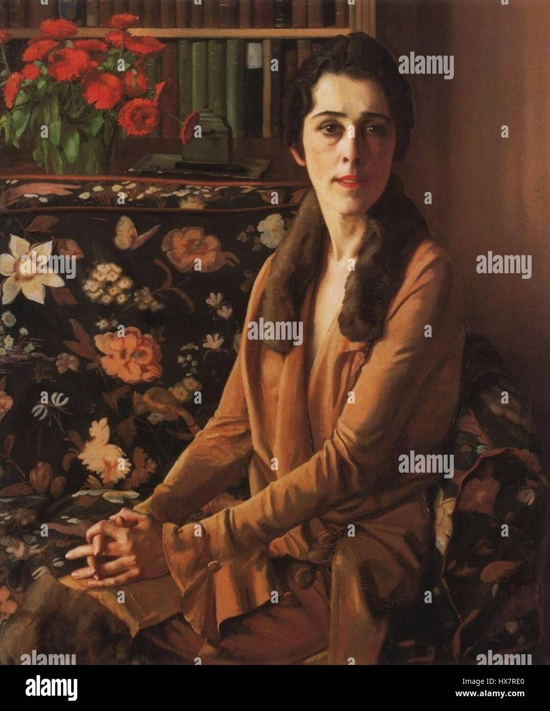 «Luisa Morgan» di Konstantin Somov è un ritratto del 1926 che mostra l’eleganza e il dettaglio raffinato tipici delle opere di Somov. Noto per la sua associazione con il movimento Art Nouveau russo, lo stile di Somov enfatizza la bellezza delicata e sottile, con particolare attenzione alla moda e alla ritrattistica aristocratica. Foto Stock