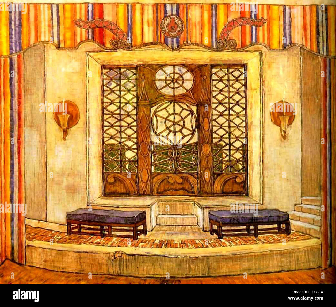 *Mariage de Figaro* dell'artista Golovin è un'illustrazione ispirata alla famosa opera di Mozart. Il design di Golovin cattura l'eleganza e il dramma della storia, che ruota intorno a temi di amore, inganno e status sociale. Il pezzo presenta costumi intricati e scenografie che riflettono l'opulenza della vita aristocratica del XVIII secolo e la natura teatrale dell'opera. Foto Stock