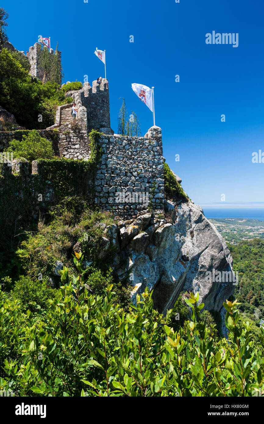 Castelo dos Mouros collina del castello medievale in Sintra Foto Stock