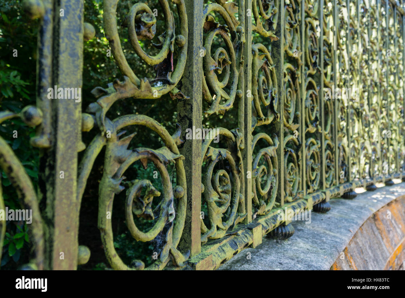 Ferro battuto recinzioni in campagna in Norfolk, Regno Unito. Foto Stock