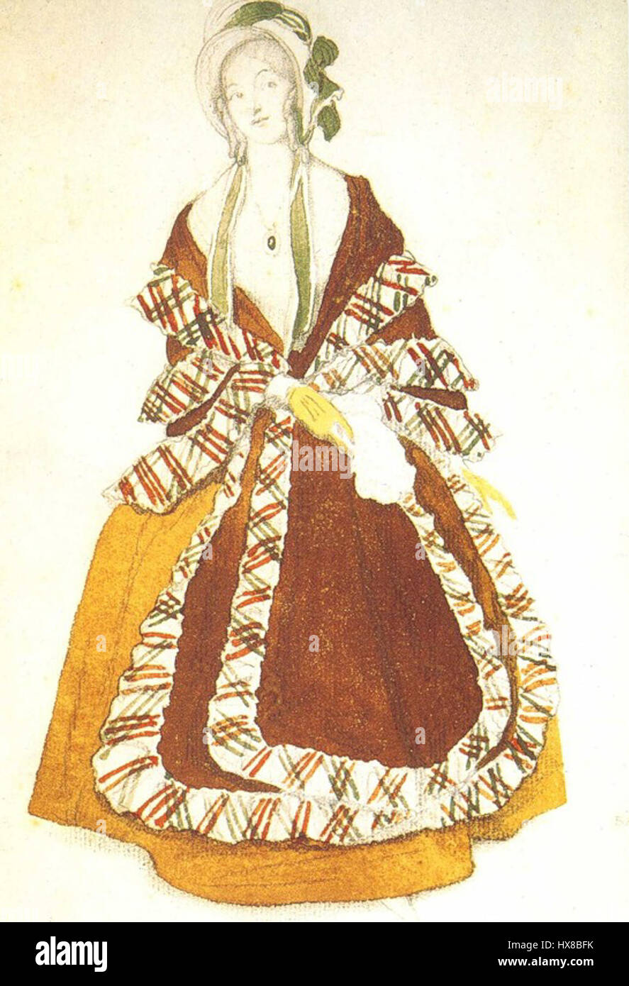 'Papillons' di Léon Bakst è un suggestivo costume di balletto dei primi anni del XX secolo. Bakst, noto per il suo ruolo nei Ballets Russes, ha creato disegni elaborati e vivaci che hanno contribuito a plasmare lo stile visivo del balletto russo e delle sue produzioni teatrali. Foto Stock