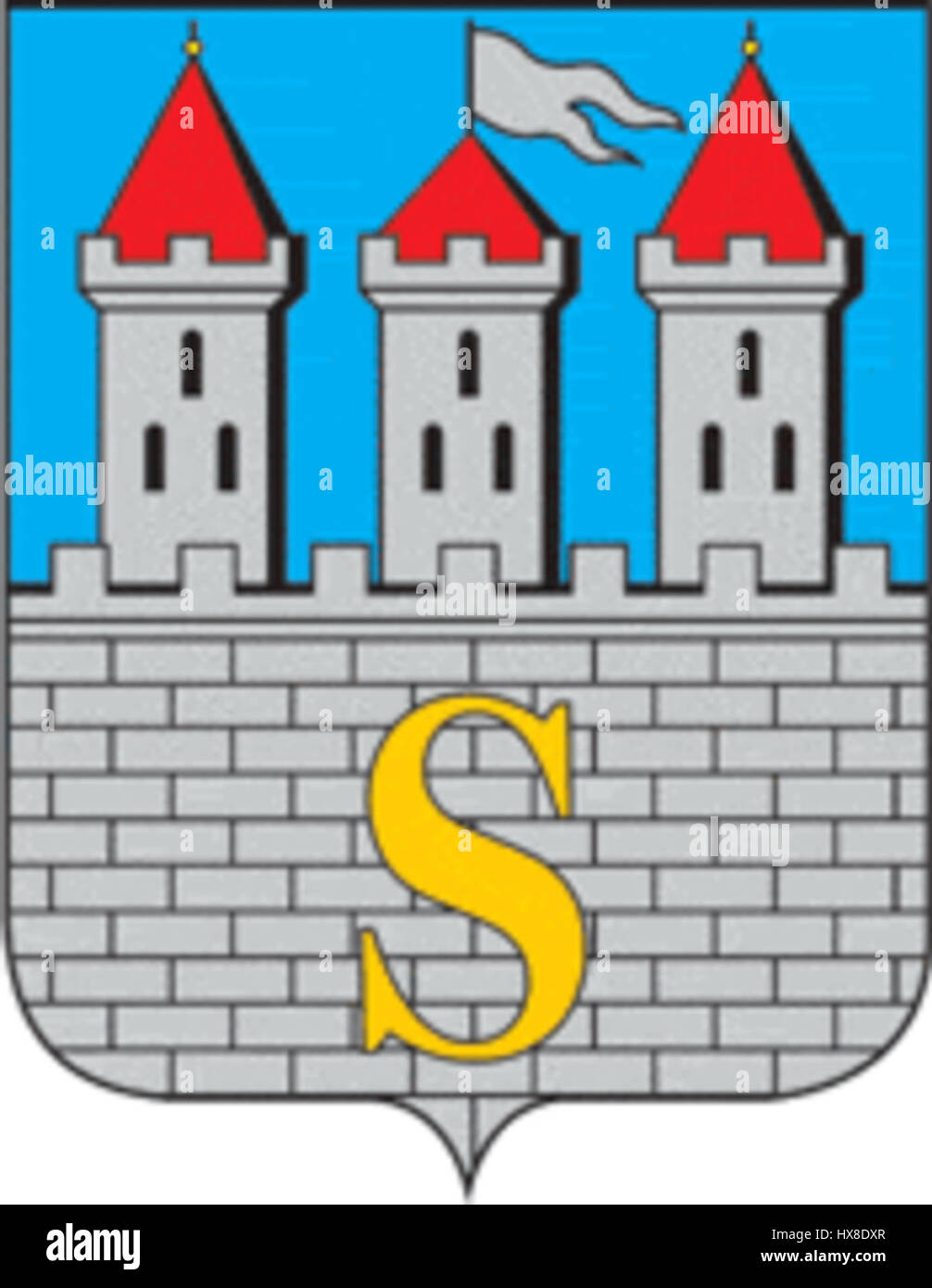 Lo stemma di Sniatyn (coa IIRP) è un emblema storico che rappresenta la città di Sniatyn in Ucraina. Questo simbolo, associato alla seconda Repubblica polacca (IIRP), riflette il significato culturale e storico della città. Lo stemma presenta elementi araldici che rappresentano l'eredità di Sniatyn e il suo ruolo nel contesto polacco-ucraino durante il periodo tra le due guerre. Foto Stock