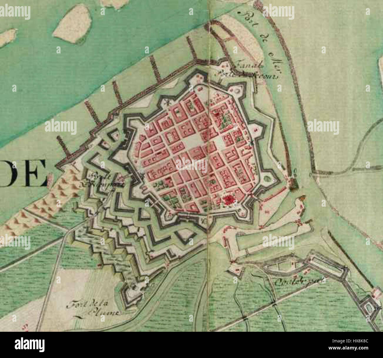 Ostenda, Belgio ; Ferraris mappa Foto Stock