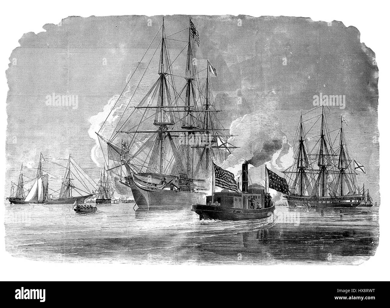 Squadrone russo nel porto di New York, Ottobre 1863 Foto Stock