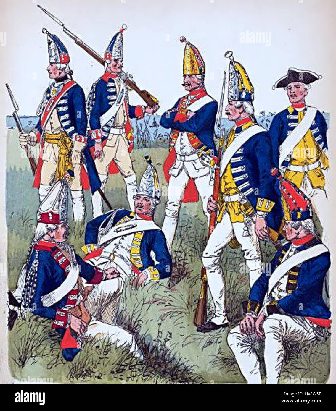 Il russo granatieri e moschettieri nel 1762 Foto Stock