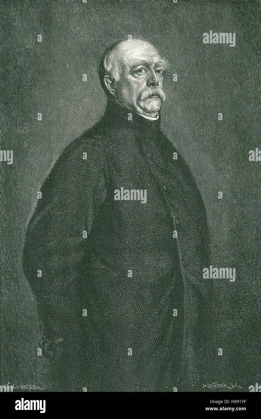 "Von Lenbach Bismarck" si riferisce a un ritratto di otto von Bismarck, dipinto dall'artista tedesco Franz von Lenbach. Il ritratto cattura la presenza dominante di Bismarck, riflettendo la sua influenza politica e il suo ruolo nel plasmare la storia europea del XIX secolo come statista e architetto dell'unificazione tedesca. Foto Stock