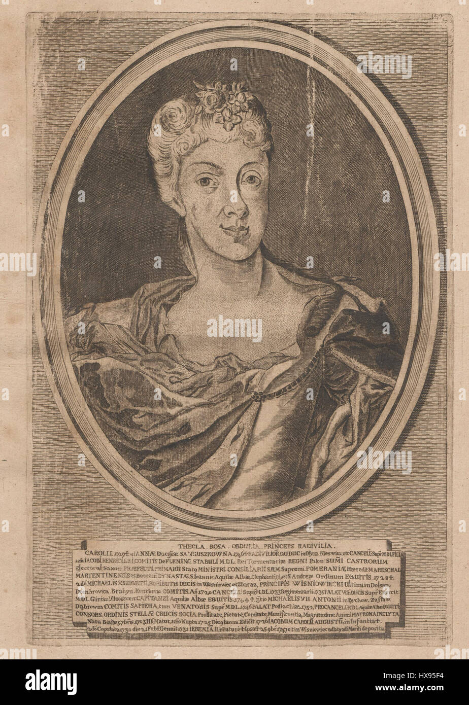 Tekla Radziwiłł era una figura notevole dell'aristocrazia polacca, nota per il suo coinvolgimento nella vita politica e culturale. Ha avuto influenza nella Polonia del XVII secolo, con la sua eredità legata alla famiglia Radziwiłł. Foto Stock
