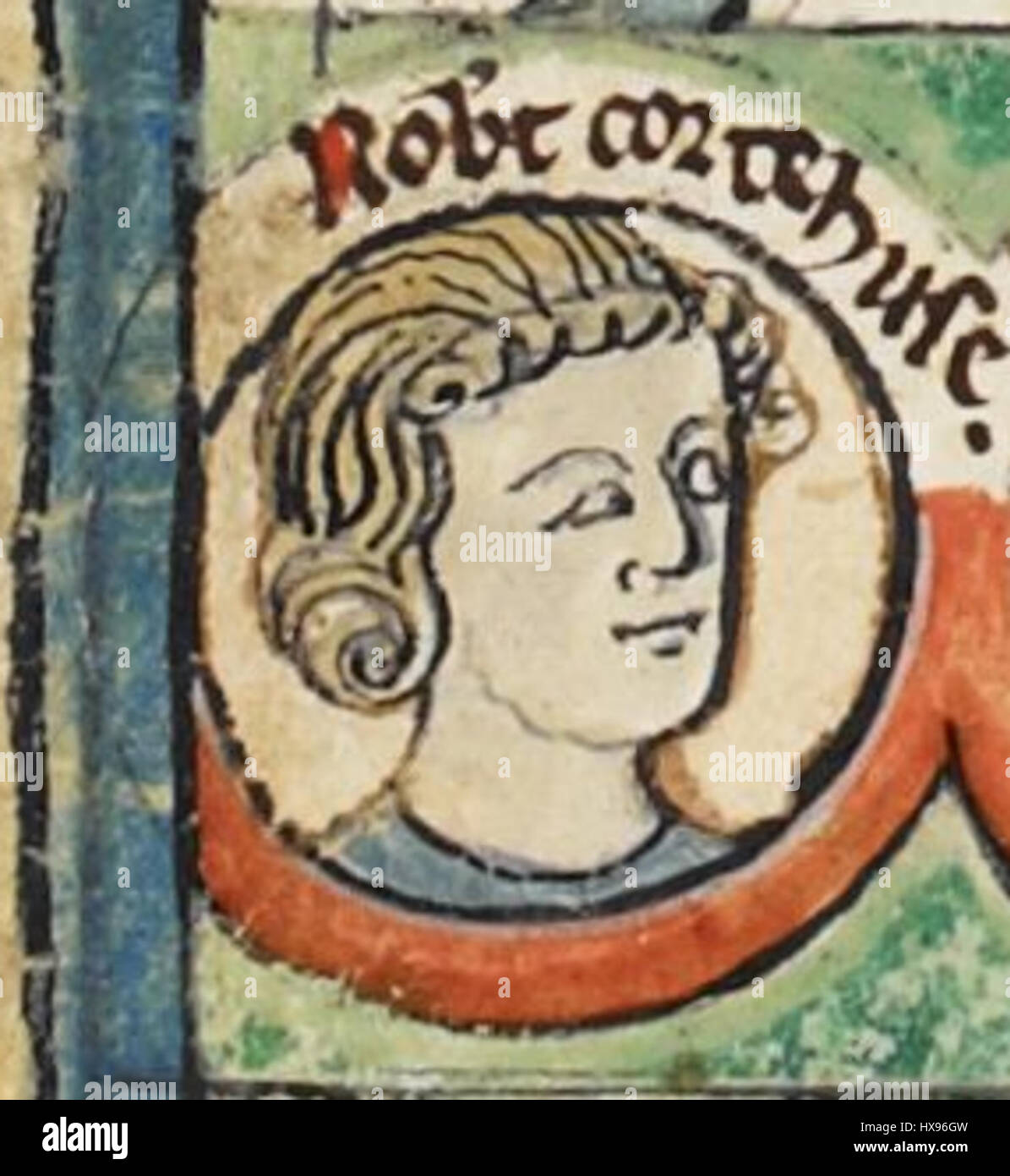 Il manoscritto MS Royal 14 B vi è un testo medievale della British Library, contenente documenti storici e testi associati a Robert Curthose, duca di Normandia. Il manoscritto è importante per comprendere la storia normanna e la politica medievale europea. Foto Stock