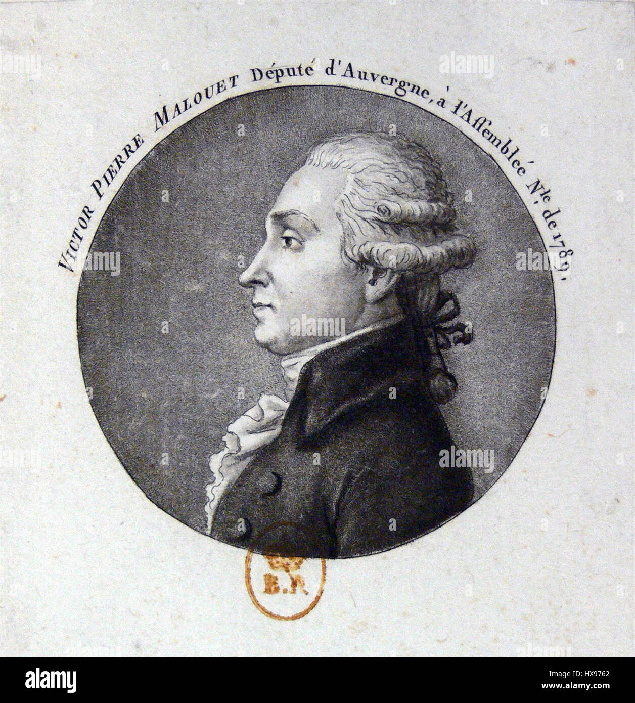 Victor Pierre Malouet è stato un diplomatico e politico francese che ha giocato un ruolo nel panorama politico durante la Rivoluzione francese. Era noto per il suo coinvolgimento nella politica rivoluzionaria e la sua influenza sulla Francia post-rivoluzionaria. Foto Stock