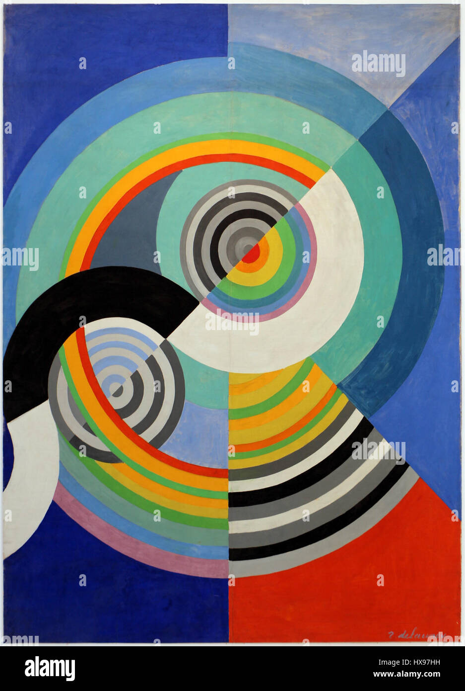"Ritmo n. 3" (1938) di Robert Delaunay è un lavoro astratto dinamico creato per il Salon delle Tuileries. Il pezzo esplora vivaci contrasti di colore e forme geometriche, caratteristiche del suo stile Orfismo. Foto Stock