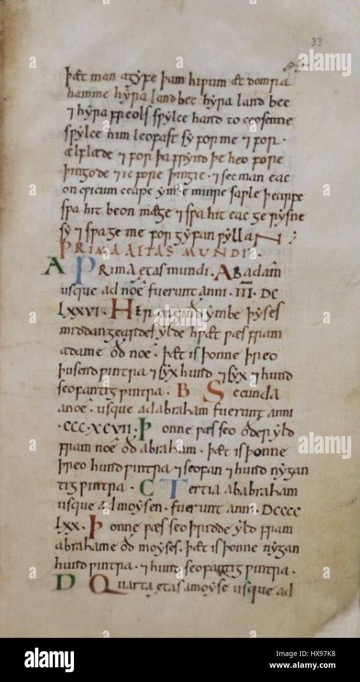 La "volontà di Alfredo il grande", trovata nel New Minster Liber Vitae (British Library Stowe MS 944, F. 33r), è un documento del IX secolo che descrive in dettaglio i lasciti del re anglosassone. Foto Stock