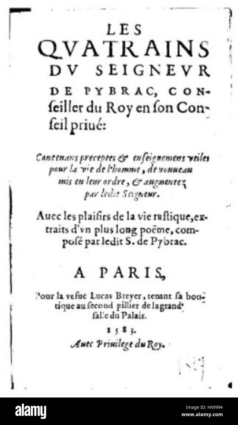 Pibrac, una città francese, è conosciuta per il suo ricco patrimonio storico e culturale. Il riferimento a 1583 indica probabilmente un’opera d’arte o un evento significativo di quell’anno, che rappresenta il coinvolgimento della città nella storia francese. Foto Stock