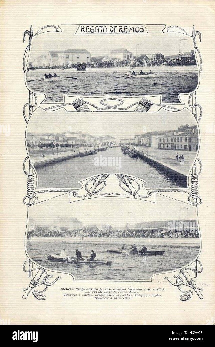 "Regata Remos Gynasio" raffigura una gara di canottaggio, mostrando l'intensità e la coordinazione necessarie per queste attività atletiche. L'opera d'arte cattura l'azione e l'energia della gara, mettendo in evidenza l'abilità dei canottieri e lo spirito competitivo dello sport. Foto Stock