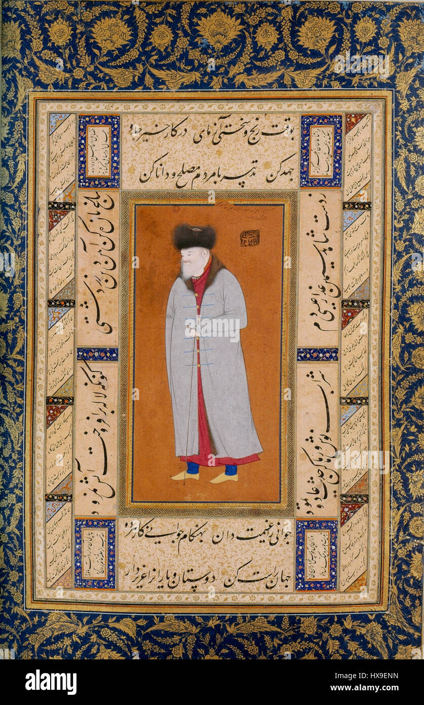Muhammadi. Ritratto di ambasciatore russo. (G.B. Vasilchikov) Herat, 1580s.Topkapi Palace Museum. Foto Stock