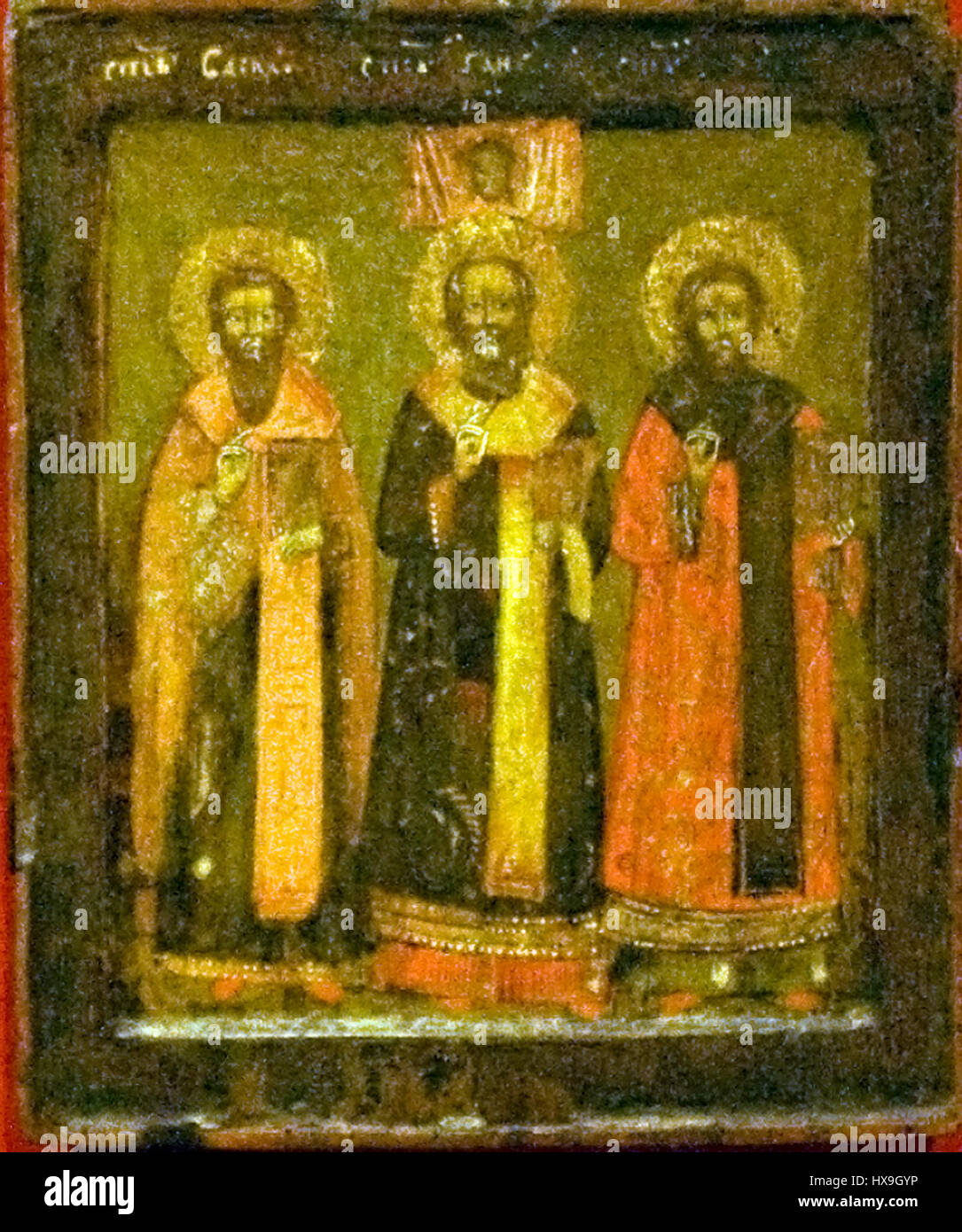 Tre Saint Hierarchas da un pittore russo, Miskolc Foto Stock