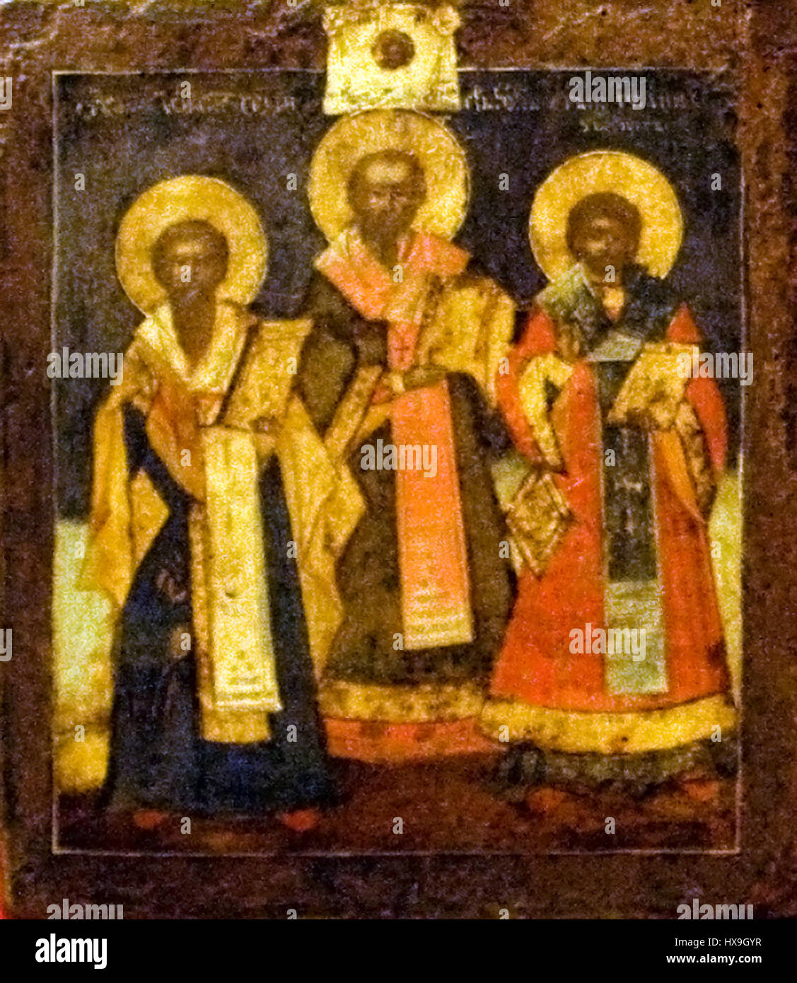 Tre Saint Hierarchas da un pittore russo Foto Stock