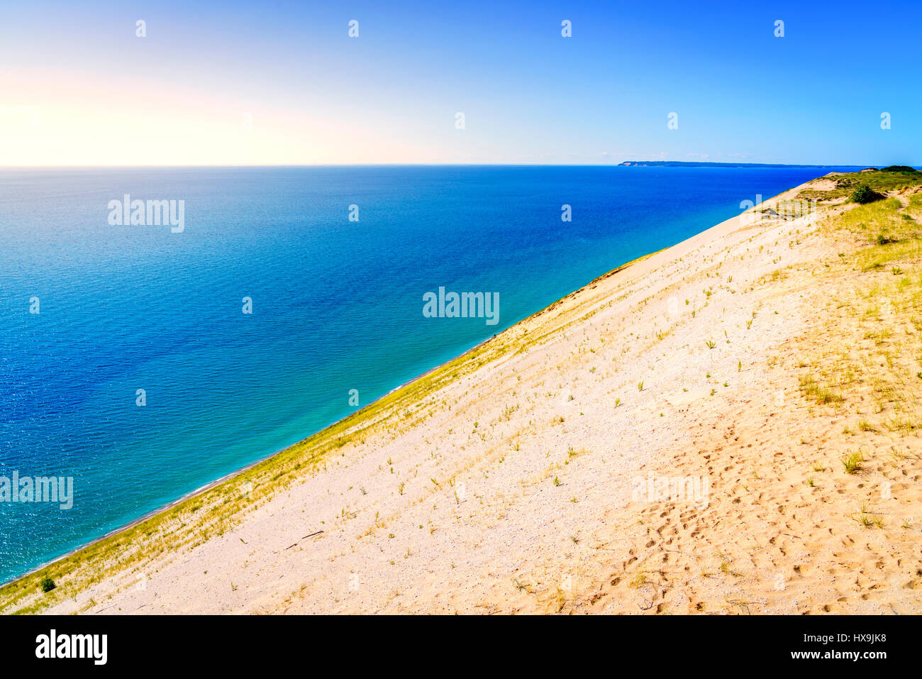 Vista panoramica del lago Michigan da Sleeping Bear Dunes National Lakeshore Foto Stock