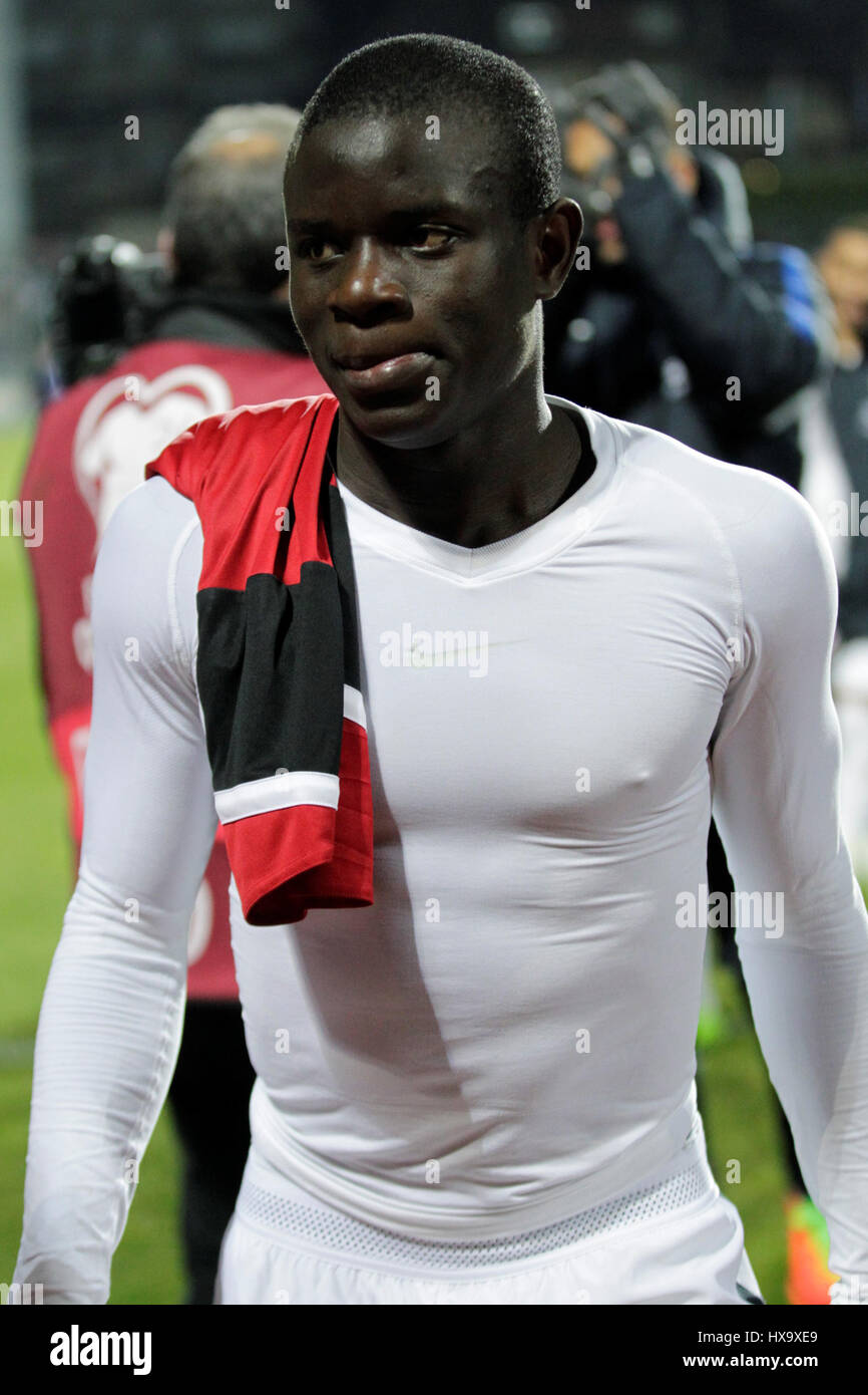 Stade Sima Barthel, Città Luxemburg, Lussemburgo; World Cup 2018 qualifica calcio, Lussemburgo contro la Francia; N'Golo Kanté, Francia. 25 Mar, 2017. Credito: Laurent Lairys/Agence Locevaphotos/Alamy Live News Foto Stock