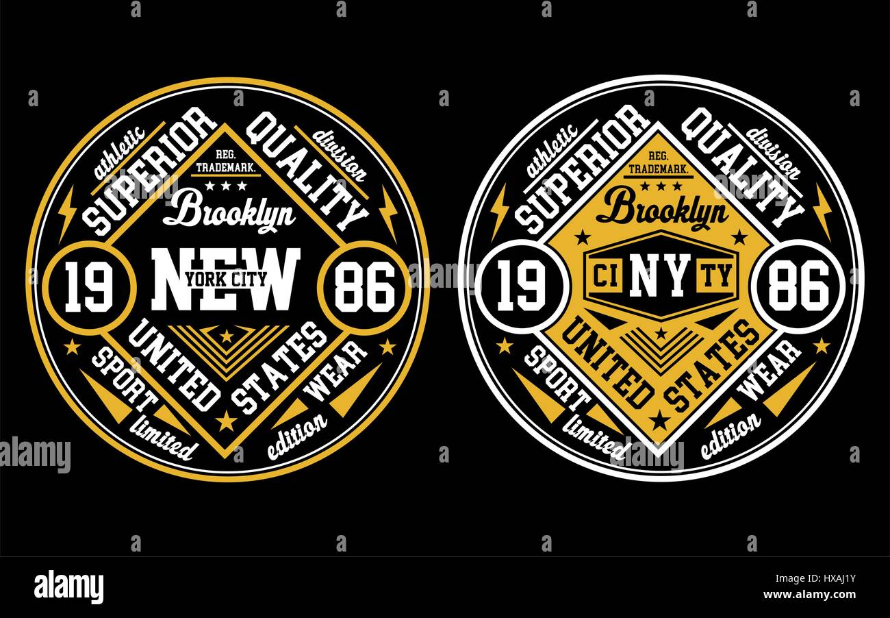 Il design di New York City, Poster, emblema, Vettore. Illustrazione Vettoriale