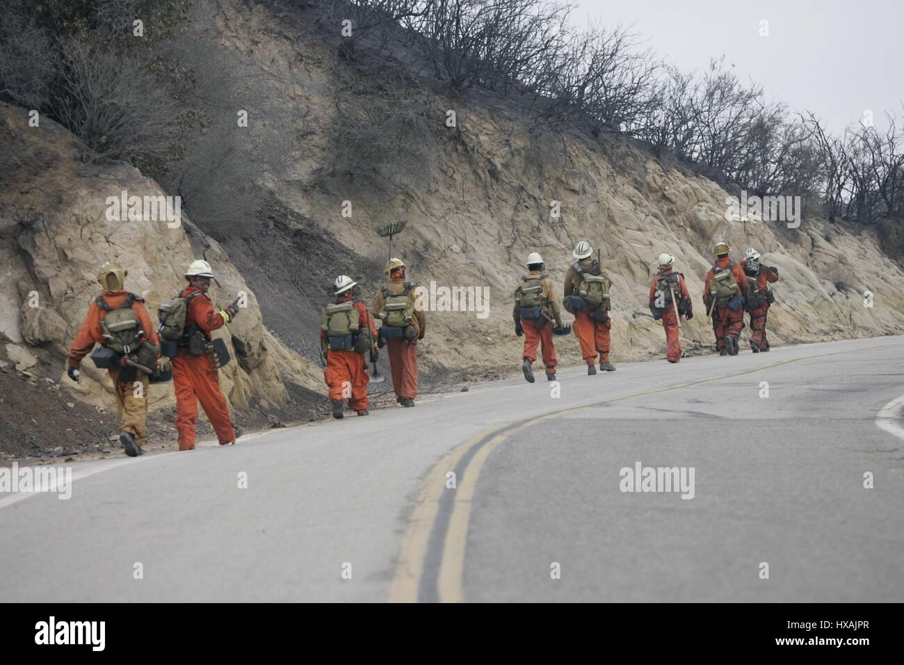 I VIGILI DEL FUOCO CORRAL CANYON FIRE 25 novembre 2007 MALIBU CALIFORNIA USA Foto Stock