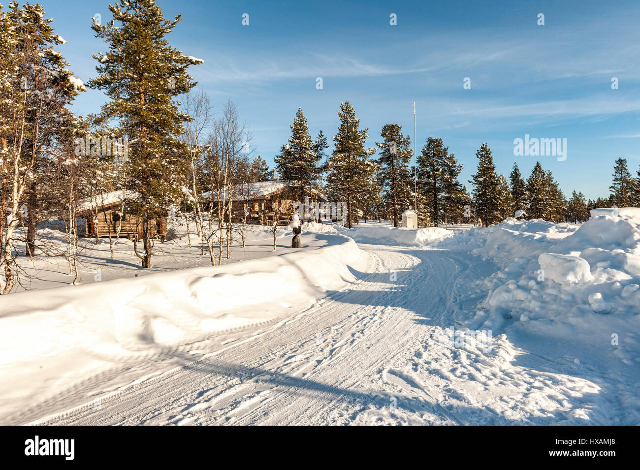 Scena di neve, Kakslauttanen, Finlandia Foto Stock
