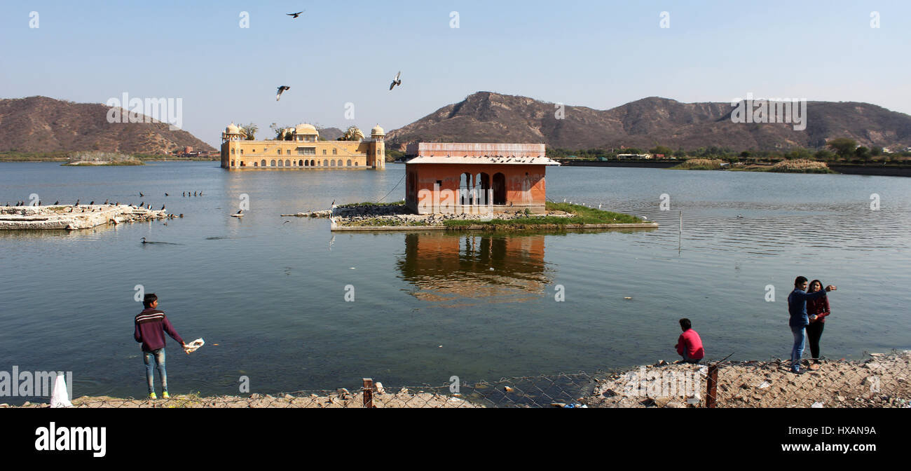 Jai Singh Jal Mahal ,lago ManSagar, Jaipure, Rajastan, India. Foto Stock