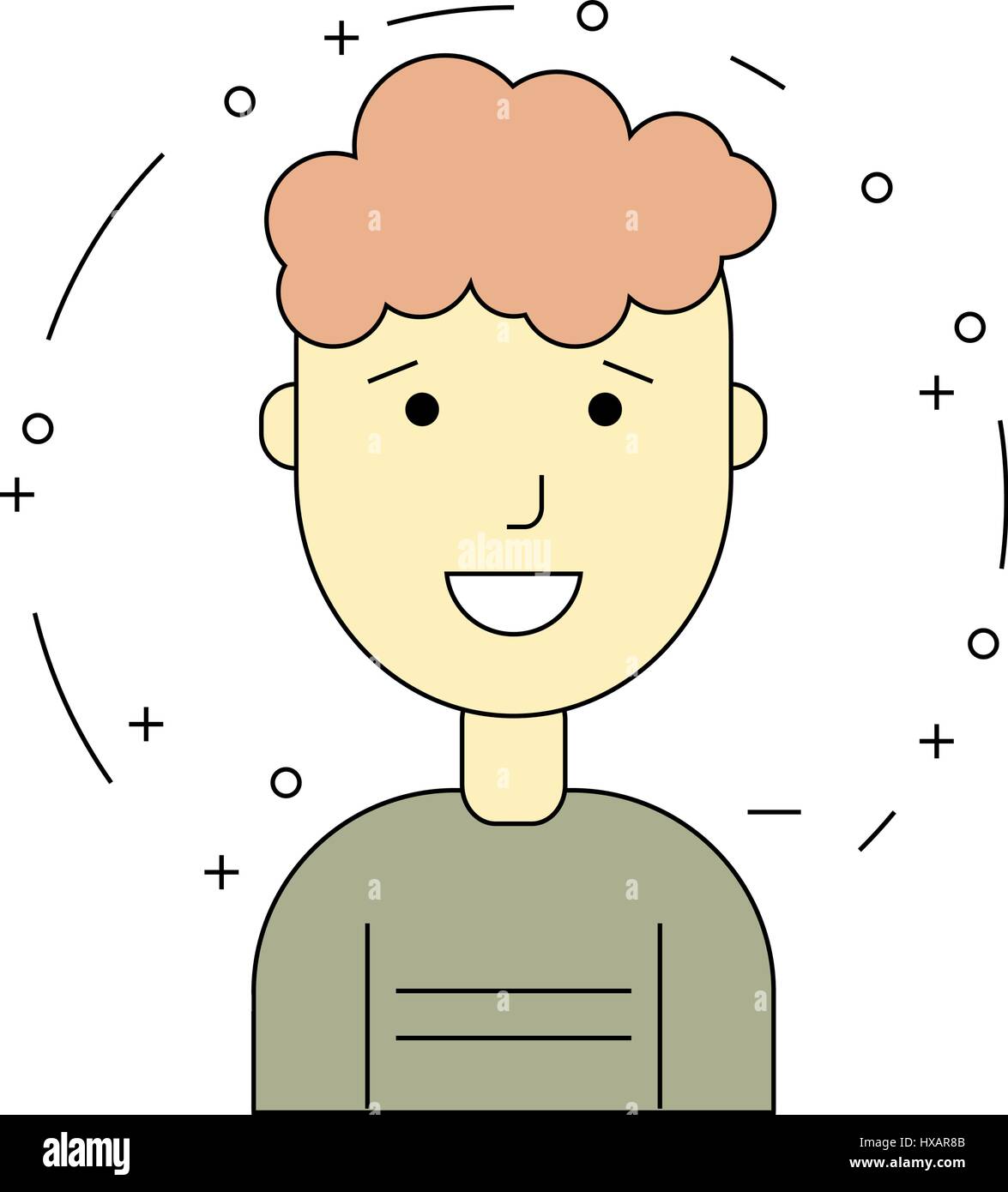 Ragazzo sorridente carattere, minimalismo cartoon flat Illustrazione Vettoriale
