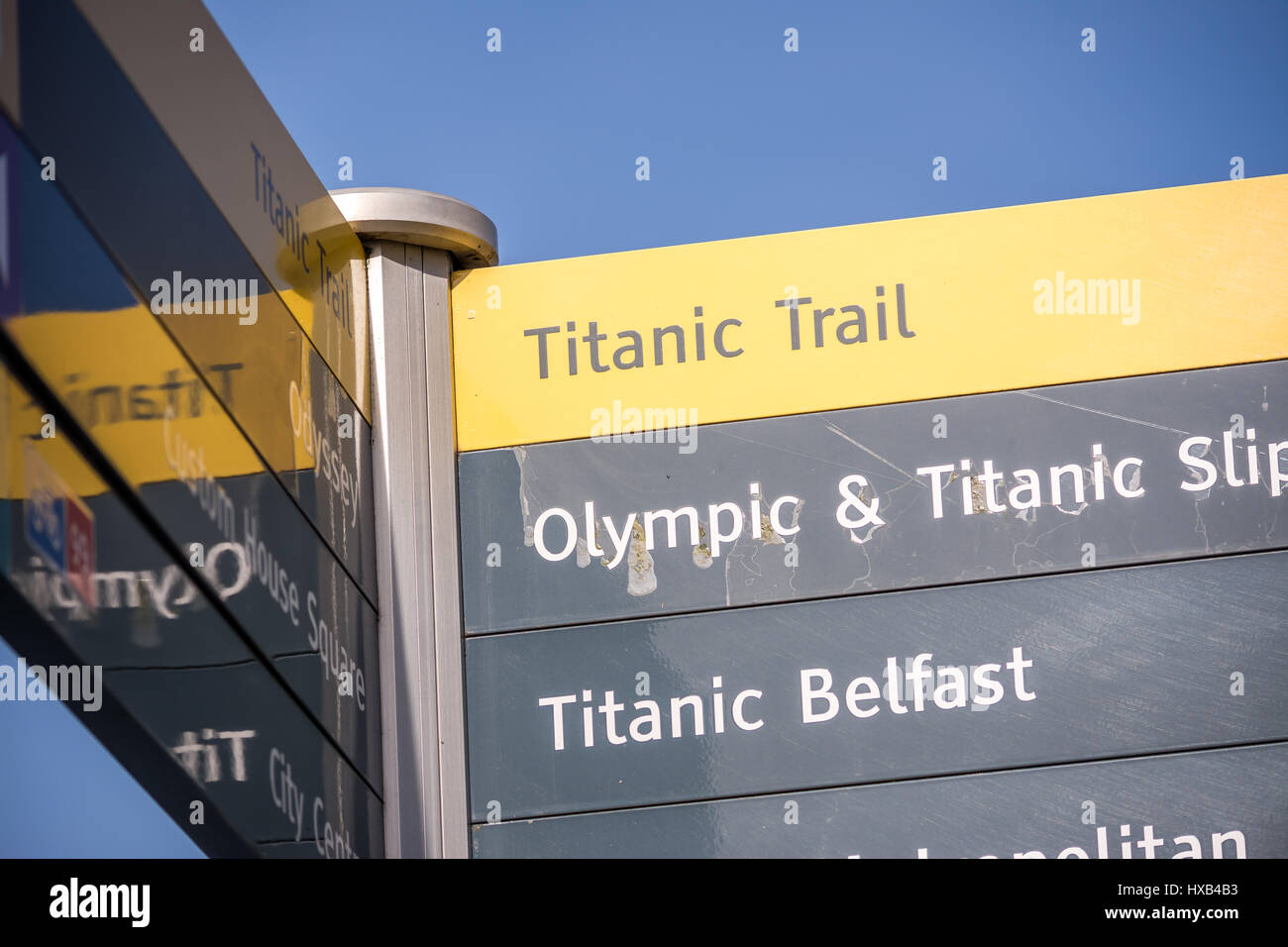 Informazioni turistiche avviso per il Titanic Trail. Foto Stock