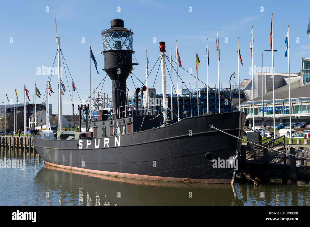 Il Spurn Lightship nave ancorata in Hull Marina sull'Humber Estuary in Kingston Upon Hull, Regno Unito città della cultura 2017 Foto Stock