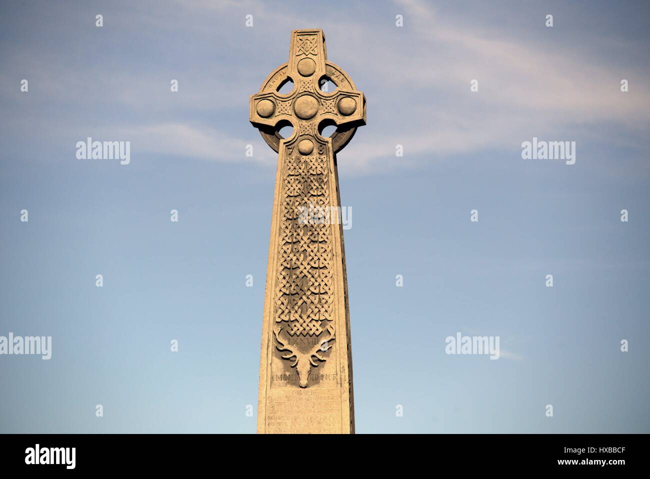 Croce celtica il Castello di Edimburgo esplanade 78Montanari Memorial Foto Stock